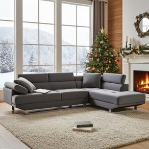 Premium 262 cm Corner Chaise. grey velvet