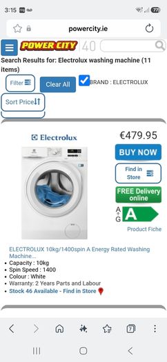 electrolux washing machine