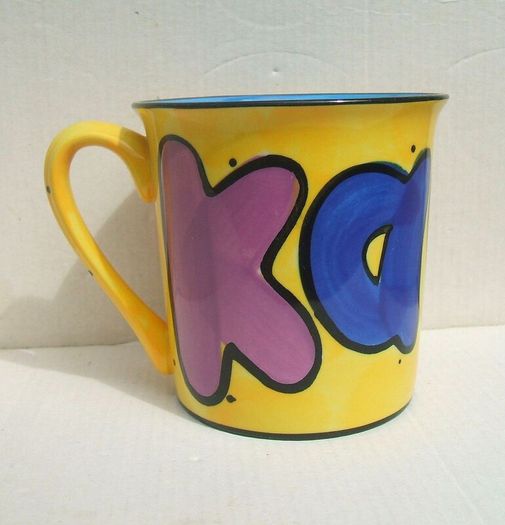 KAREN - a brightly coloured hand-painted & named mug