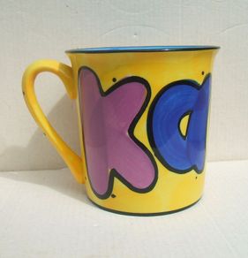 KAREN - a brightly coloured hand-painted & named mug