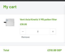 Vent Axia V M5 Pollen Filters x 8