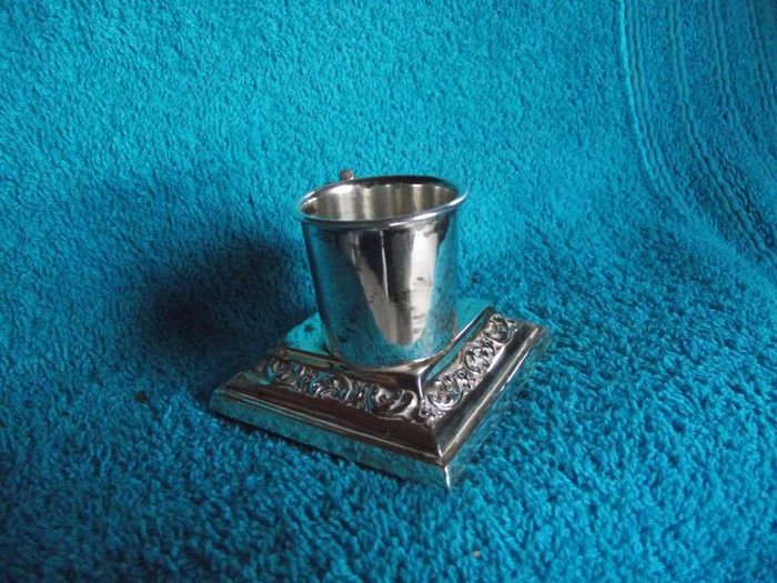 Antique Silver Plate Table Vesta With Pig Striker - Early 1900's