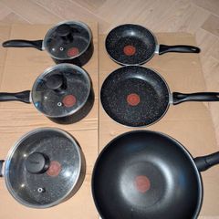 Tefal stone non-stick set & wok (pots & pans)