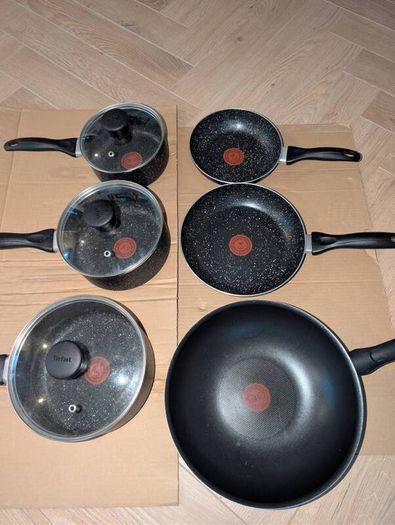 Tefal stone non-stick set & wok (pots & pans)