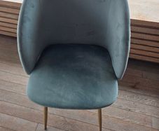 Set of 6 Dining Chairs for Sale - Blue Velvet Finish