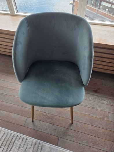 Set of 6 Dining Chairs for Sale - Blue Velvet Finish