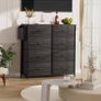 Fabric Chest of Drawers - Canvas Storage Unit with 8 Large Drawers Label Cards, Side Pocket & Hook for Living Room, Hallway, Bedroom Image 8