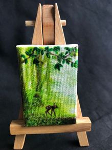 Miniature - Acrylic on Canvas - Woodland Scene