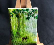 Miniature - Acrylic on Canvas - Woodland Scene