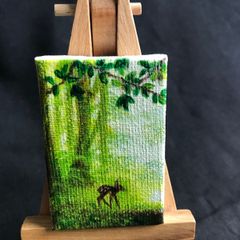 Miniature - Acrylic on Canvas - Woodland Scene