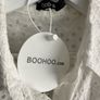 Bnwt Boohoo Puff Sleeve Shirt Dress White-16 Image 4