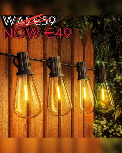 NEW SALE | 60FT Outdoor LED String Lights, ST38 Garden String Lights Mains Powered,Waterproof LED Outdoor Festoon Lights, 30 1 Bulbs 2700K Outside Patio String Lights for Decor Cafe Party Wedding