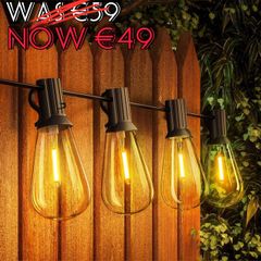 NEW SALE | 60FT Outdoor LED String Lights, ST38 Garden String Lights Mains Powered,Waterproof LED Outdoor Festoon Lights, 30 1 Bulbs 2700K Outside Patio String Lights for Decor Cafe Party Wedding