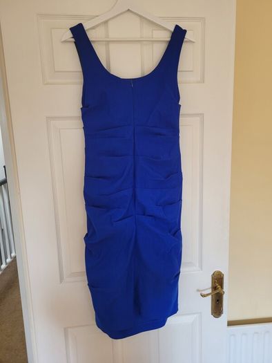 Blue ruched fitted dress