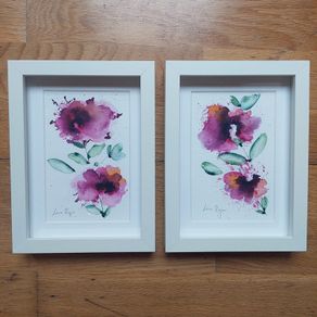 TWO FRAMED Original Watercolour Floral Paintings