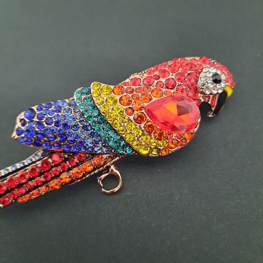 Large Rhinestone Crystals Parrot Brooch Tropical Bird Clothing Accessories Pin Sparkling Multicolored Jewellery