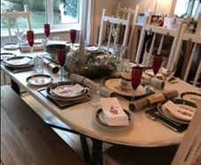 Free solid wood dining table & 6 chairs