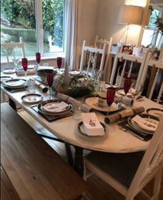 Free solid wood dining table & 6 chairs
