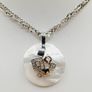 STERLING SILVER 925 Mother of Pearl Jewelry Set Necklace & Earrings Image 2