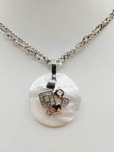 STERLING SILVER 925 Mother of Pearl Jewelry Set Necklace & Earrings