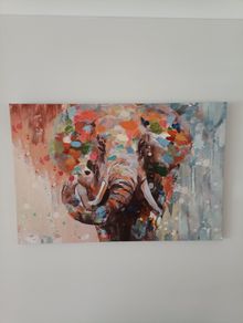 Colourful elephant wall art 60 x 90 cm