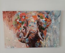 Colourful elephant wall art 60 x 90 cm