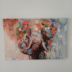 Colourful elephant wall art 60 x 90 cm
