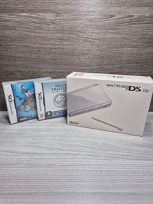 Boxed Nintendo DS Lite Silver - Very Good Condition - 3 Game Official Charger