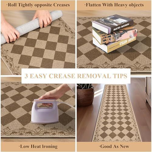 Runner Rugs for Hallway 80x300cm Non-Slip Kitchen Rug Washable Modern Carpet Runners for Hall Entryway Laundry Bedroom(Brown)