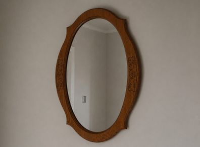 Solid Wood Oval Mirror