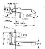 GROHE 19930000 Grandera 2-Hole Basin Tap, Wall-Mounted, 234 mm