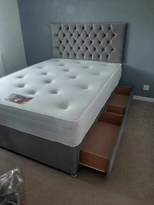 New Stylish SINGLE ,Double, King And Superking Sizes Divan Beds Instock. Tufted Memory Foam Mattresses And Optional Drawers Available