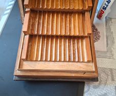 Beautiful Old Wooden Cigarrette Dispenser Unique Cantilevered Tiered Design that unfolds to display multiple rows, postage available or collection