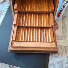 Beautiful Old Wooden Cigarrette Dispenser Unique Cantilevered Tiered Design that unfolds to display multiple rows, postage available or collection