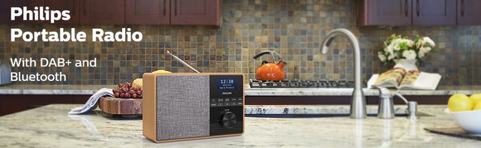 PHILIPS Audio Wooden Housing DAB+/FM/ Clock Bluetooth Radio