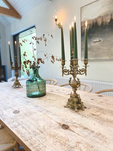 Pair of French Brass Candlelabras