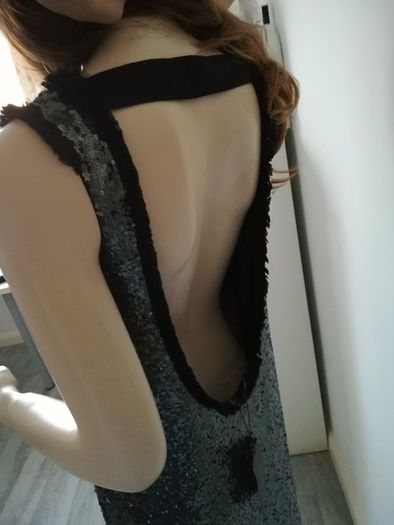 Silver-black Zara dress size M(12) with matching clutch and necklace