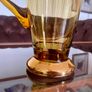 Vintage Hand Blown Amber Tall Glass Cocktail Jug or Vase 1960s Image 9
