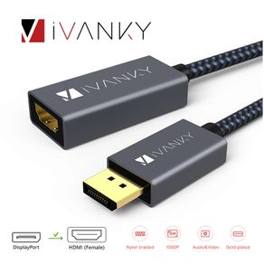 iVANKY DisplayPort (Male) to HDMI (Female) 1080P Gold-Plated/Nylon-Braided Cable Adapter (Brand New/Warranty)
