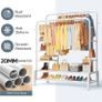 Clothes Rails for Bedroom - Heavy Duty Clothes Rail with Double Hanging Clothing Rail, Shoe Rack, Storage Shelves & 4 Coat Hooks, Clothes Rack for Closet, Laundry, Shop (Modern, White Image 5