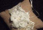 Lace and burlap ring cushion / pillow