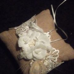 Lace and burlap ring cushion / pillow