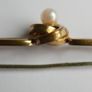 Vintage  Gold Tone Faux Pearl  Bar Brooch Image 6