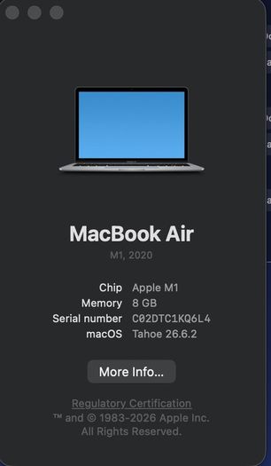 Apple MacBook Air 2020 M1, 256GB, 8 Cores