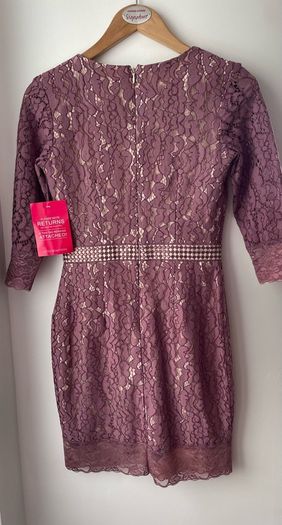 Little Mistress mauve lace dress size 8