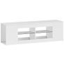 140 cm TV stand, TV dresser, 6 compartments, 2 glass shelves, chipboard, white Image 3