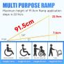 Wheelchair Ramp,91.5cm Folding Portable Aluminum Ramp, 362kg Capacity,with Transition Plate and Reflective Warning Stickers, for Wheelchair Scooters Power Chairs Walkers Metallic Image 7