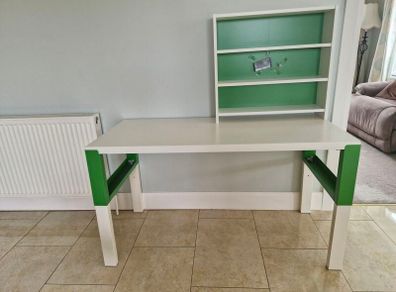 Desk with shelves and chair