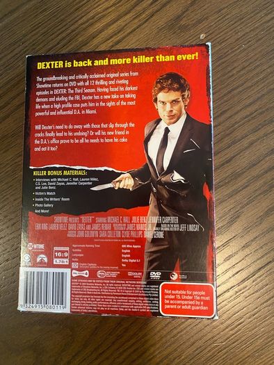 Rare Dexter The Complete Season 3 Dvd Boxset blood Slipcase