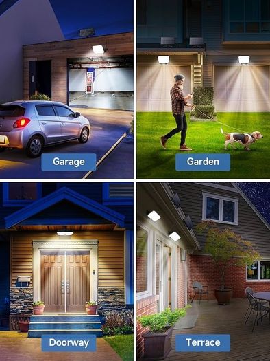 NEW SALE | Solar Lights Outdoor Garden, 190LED 1500LM Solar Lights, 3 Modes & Remote Solar Security Lights